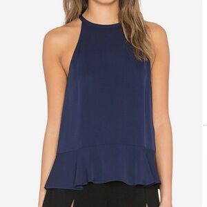 Diane Von Furstenberg 100% Silk Navy Halter Top